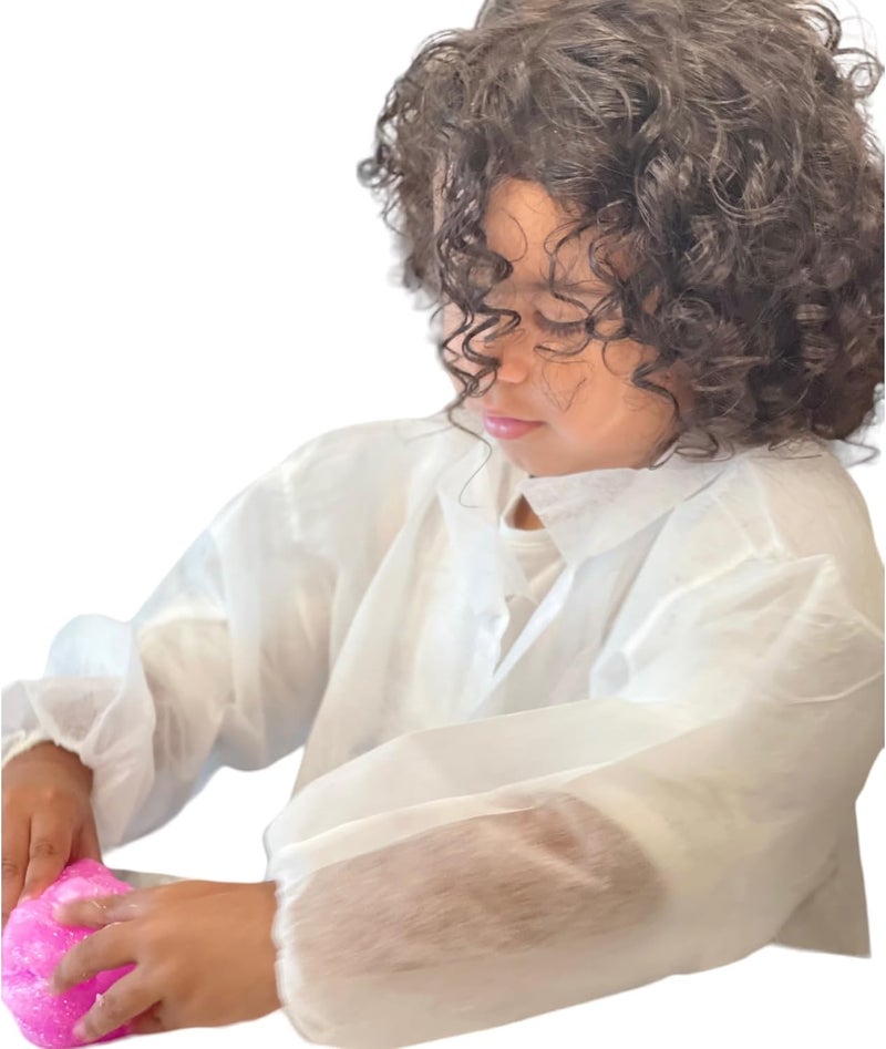 Mr Disposable Disposable Children's Lab Coats with Snaps, Elastic Wrists, Collar, White, Pack of 10 (Small) - Image 3